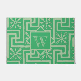 Modernes Design Grün Graue Hauptmuster Monogramm Fußmatte