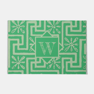 Modernes Design Grün Graue Hauptmuster Monogramm Fußmatte
