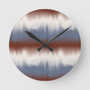 Modernes Design in Rot, Weiß und Blau Runde Wanduhr