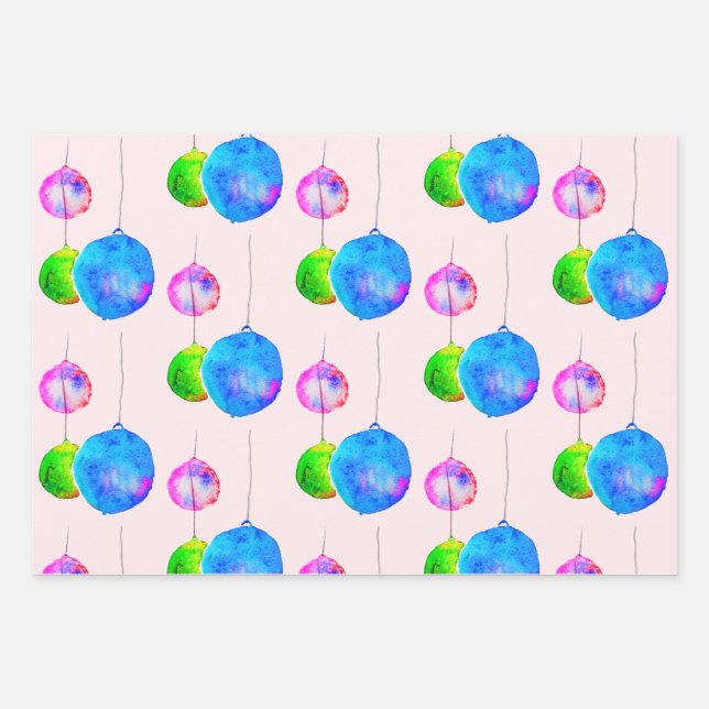 Modernes Design in zeitgenössischem Weihnachtsblau Geschenkpapier Set (Vorderseite)