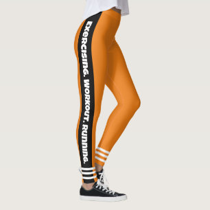 Modernes Design l Schwarzweiß Text l Orange Leggings