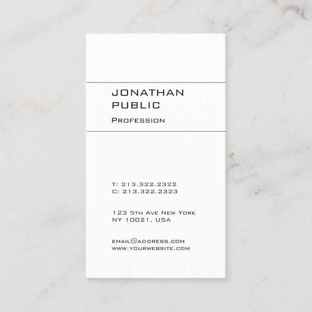 Modernes Design Minimalistisch Schlicht Visitenkarte (Vorderseite)