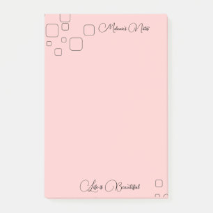 Modernes Design mit rosa Hintergrund Nachhinweise Post-it Klebezettel
