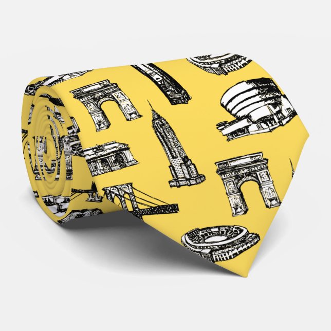 Modernes Design Stadtmuster Männer gelb Krawatte (Gerollt)