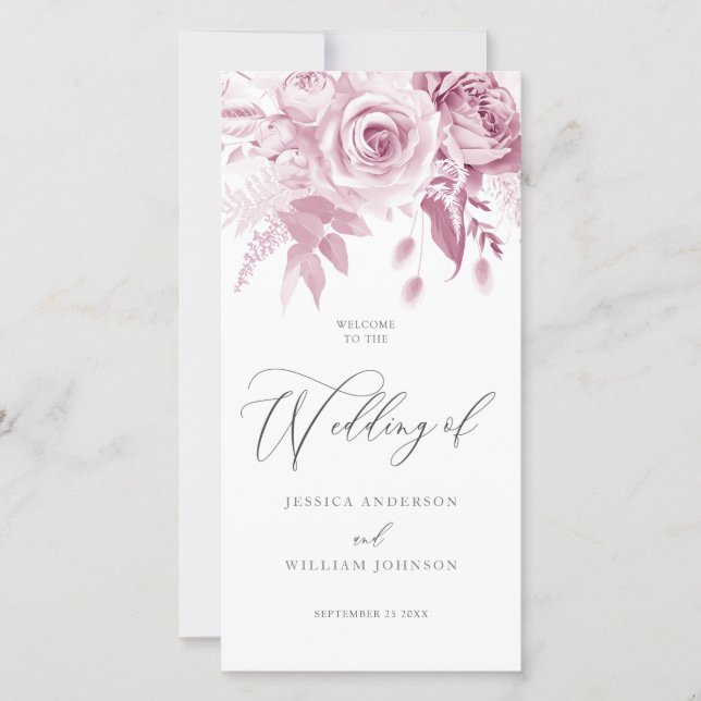 Modernes Designer Dusty Pink Wedding Programm (Vorderseite)