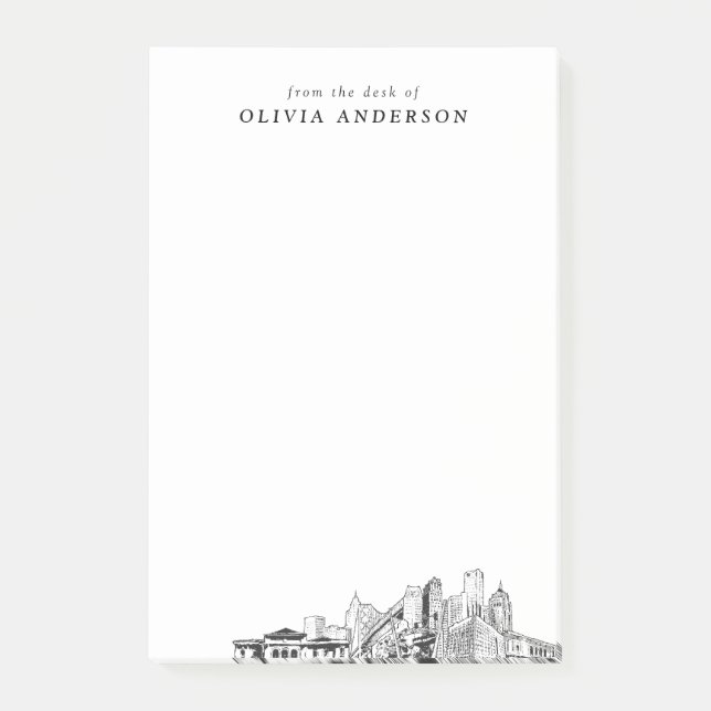 Modernes Detroit Berufliches Geschenk Personalisie Post-it Klebezettel (Vorderseite)