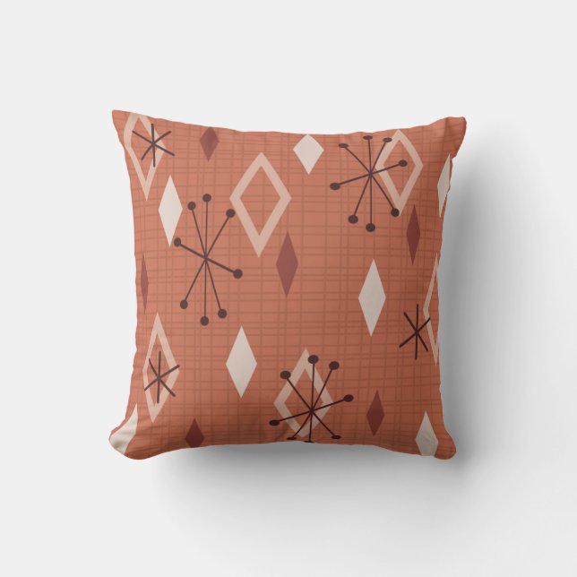 Modernes Diamanten Orange aus dem Mittelalter Kissen (Vorderseite)