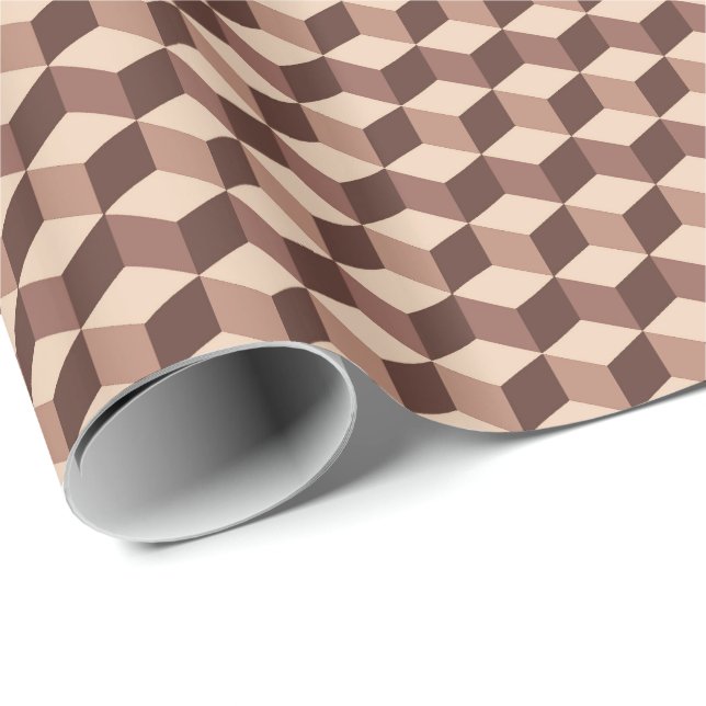 Modernes Diamond Grid, Taupe, Brown und Beige Geschenkpapier (Rolleneckpunkt)