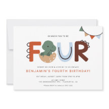 Modernes Dinosaurier 4. Geburtstags-Party