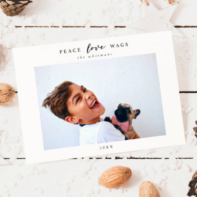 Modernes Dog Foto Peace Liebe Wags Weihnachten (Von Creator hochgeladen)