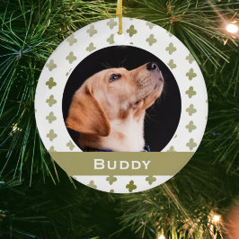 Modernes Dog Pet Foto Blumenmuster Weihnachten Keramik Ornament