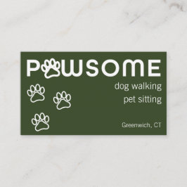 Modernes Dog Walker Pet Sitter pawsome dunkelgrün Visitenkarte