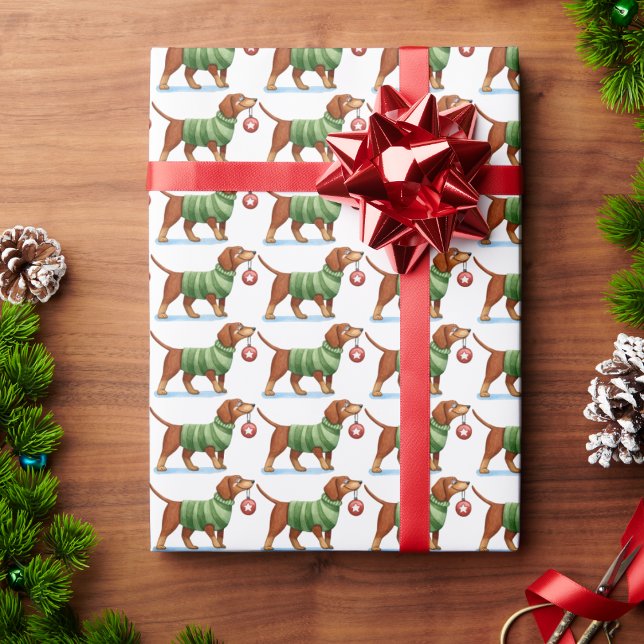 Modernes Dog Watercolor Weihnachtswrapping Paper Geschenkpapier (Von Creator hochgeladen)