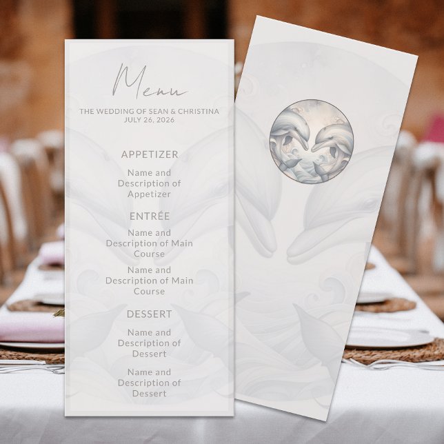 Modernes Dolphin-Hochzeitsmenü Menükarte (Von Creator hochgeladen)