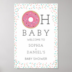 Modernes Donut Baby Dusche Begrüßungszeichen Poster