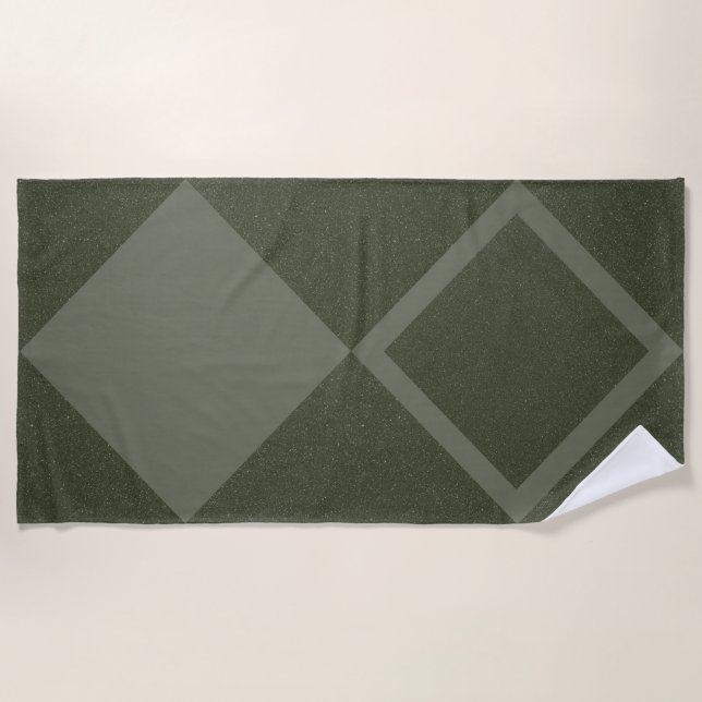 Modernes Doppel-Diamond-Badetuch - Moss Green Strandtuch (Vorderseite)