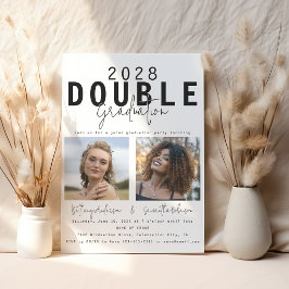 Modernes Doppelfest 2 Foto Abschluss Einladung