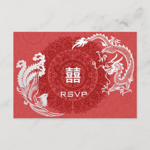 Modernes Drache-Phoenix chinesisches Hochzeit UAWG RSVP Karte