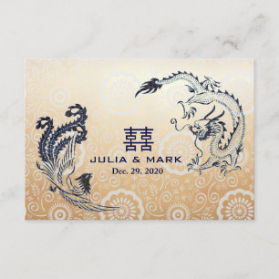 Modernes Drache-Phoenix chinesisches Hochzeit UAWG RSVP Karte