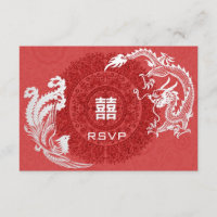 Modernes Dragon-Phoenix-Chinesisch-Hochzeit-RSVP
