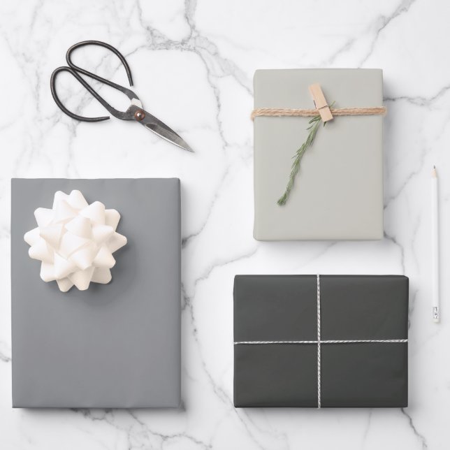 Modernes, dramatisches Graugeschenk Geschenkpapier Set (Vorderseite)