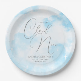 Modernes Dreamy Pastel Blue Cloud Nine Brautparty Pappteller