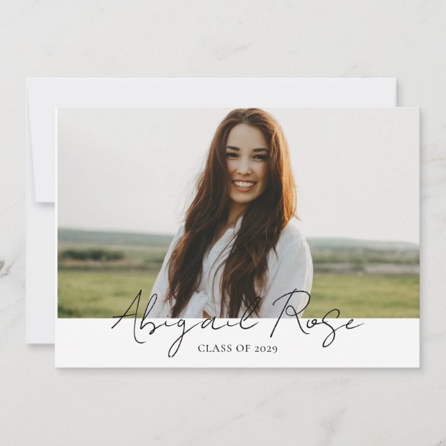 Modernes Drehbuch 2023 3 Foto Grad Fotokarte Einladung (Vorderseite)