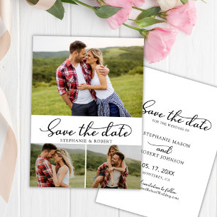 Modernes Drehbuch 3 Foto Collage Wedding Save The Date