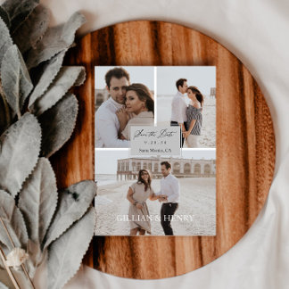 Modernes Drehbuch 3 FotoCollage Save the Date Magneteinladung