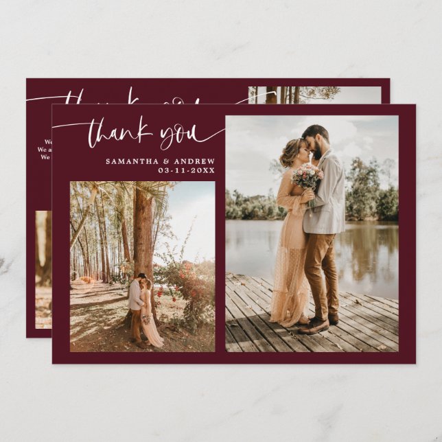 Modernes Drehbuch 5 Foto rot danke Hochzeit (Vorne/Hinten)