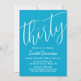 Modernes Drehbuch Aqua Blue 30. Geburtstags-Party Einladung