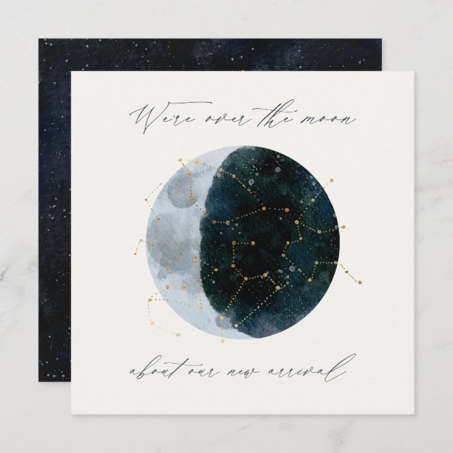 Modernes Drehbuch Aquarellmond Sternenhimmel (Vorne/Hinten)