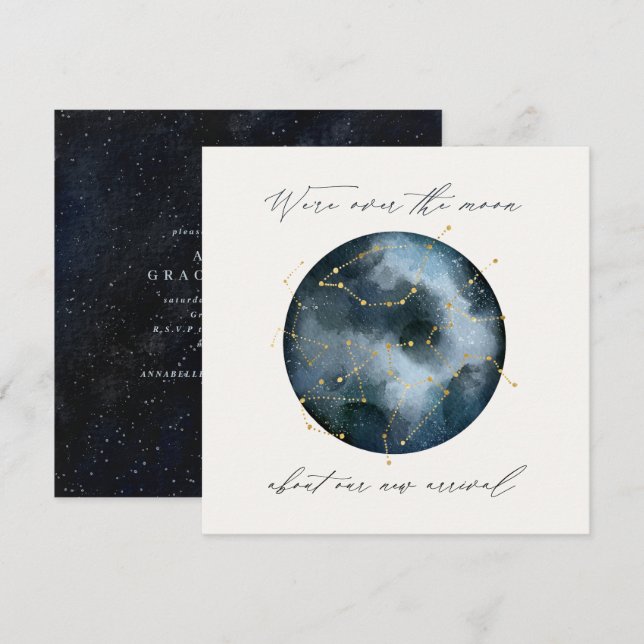 Modernes Drehbuch Aquarellmond Sternenhimmel (Vorne/Hinten)