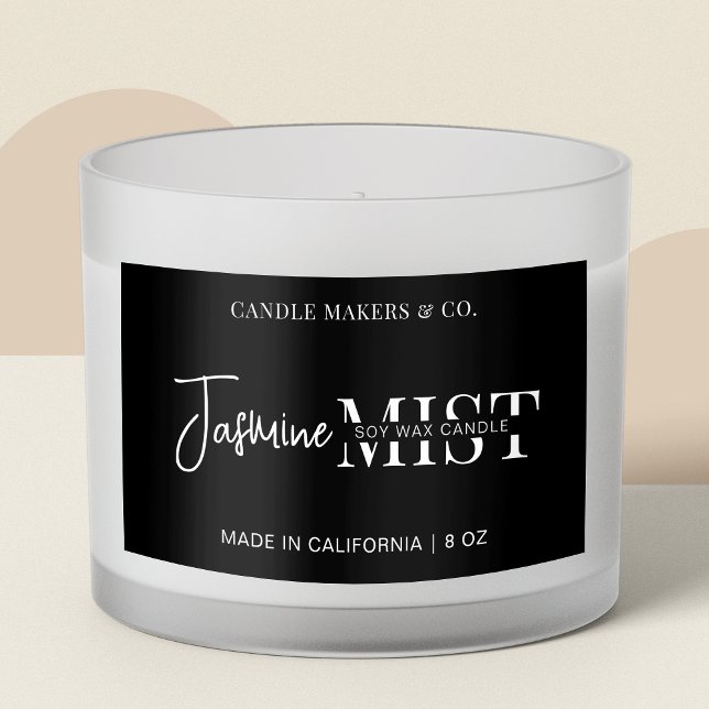 Modernes Drehbuch Berufliche Schwarz-weiße Kerze Rechteckiger Aufkleber (Fully editable black candle packaging large rectangle  labels)