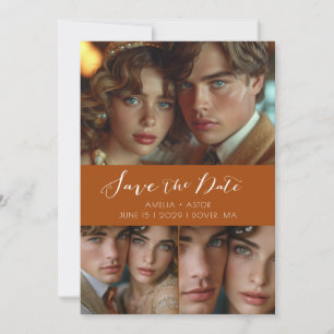 Modernes Drehbuch Collage Terracotta Save The Date