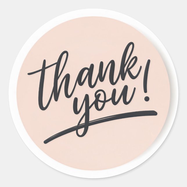 Modernes Drehbuch "Danke" Round Sticker - Elegant (Vorderseite)