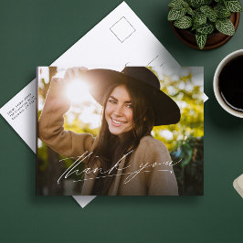 Modernes Drehbuch ein Foto Abschluss vielen Dank Postkarte