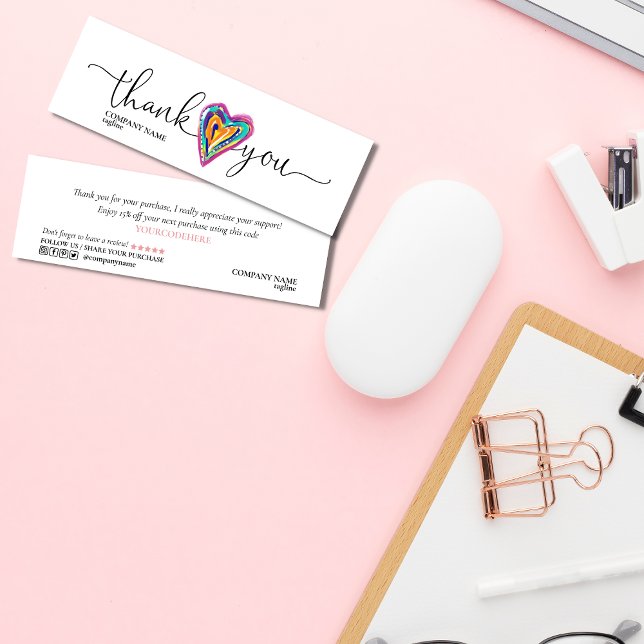 modernes Drehbuch, einzigartiges Herz danke für Or Mini Visitenkarte (Von Creator hochgeladen)