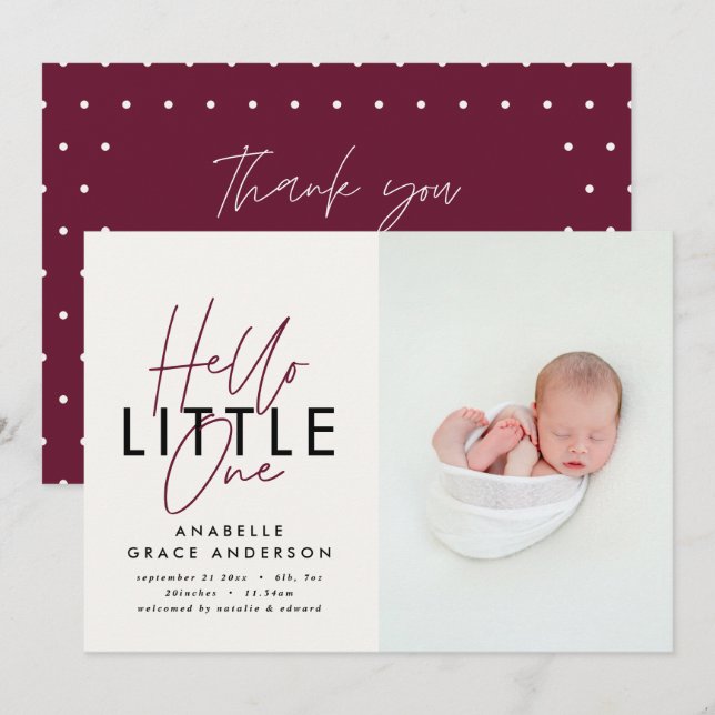 Modernes Drehbuch-Foto hallo Klein (Vorne/Hinten)