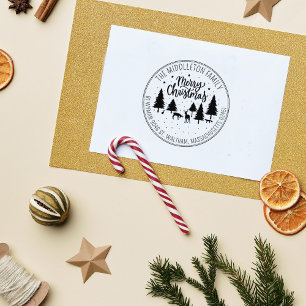 Modernes Drehbuch Frohe Weihnachts-Rücksendeadress Gummistempel