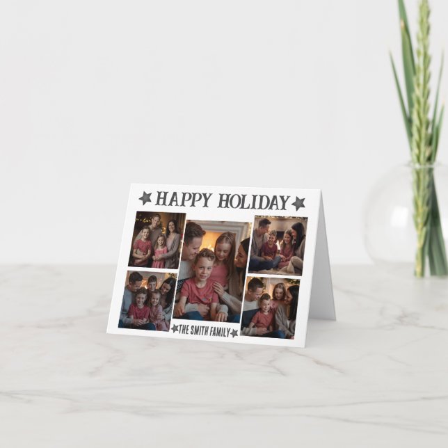 Modernes Drehbuch geklappt 5 Fotos glückliche Feri Karte (Vorderseite)