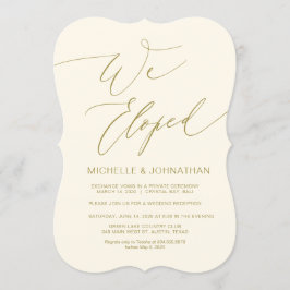 Modernes Drehbuch, Gold, Hochzeitslopement-Empfang Einladung