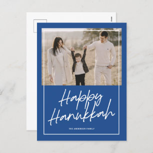 Modernes Drehbuch Happy Hanukkah Urlaub Foto Postc Feiertagspostkarte