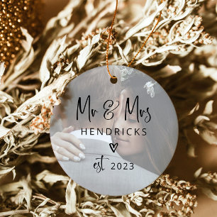 Modernes Drehbuch  Herr und Frau Wedding Two Foto Keramik Ornament