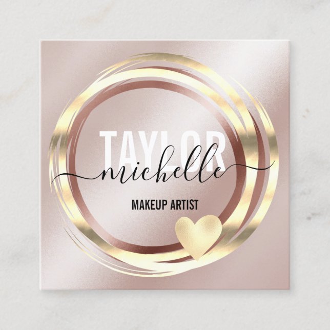 Modernes Drehbuch mädchenhaften trendigen Glitzer  Quadratische Visitenkarte (Vorderseite)