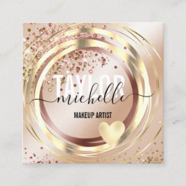 Modernes Drehbuch mädchenhaften trendigen Glitzer  Quadratische Visitenkarte