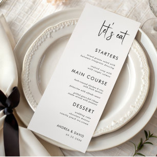 Modernes Drehbuch Minimalistisch Let's Eat White W Menükarte