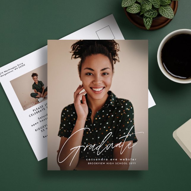 Modernes Drehbuch mit einem einfachen 2-Foto-Absch Postkarte (Von Creator hochgeladen)