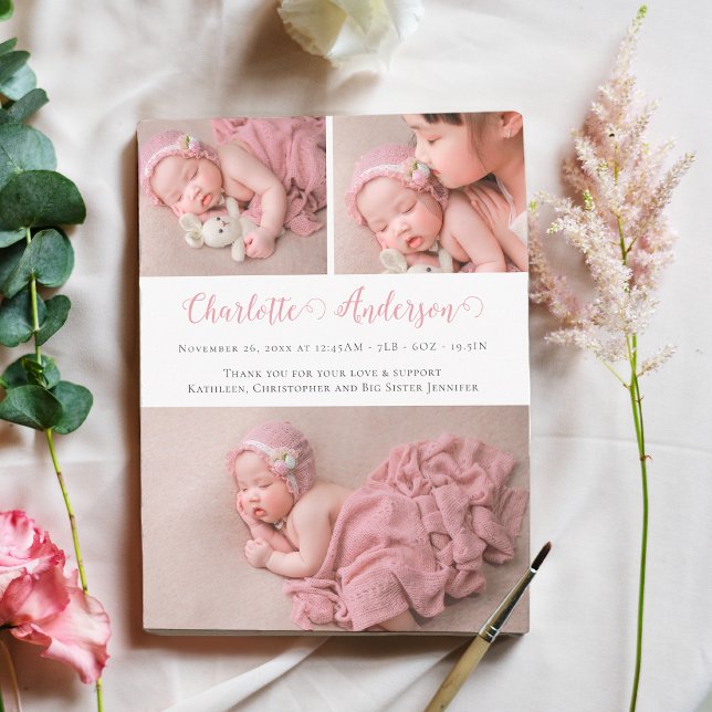 Modernes Drehbuch Neugeborene 3 Foto Collage Gebur Ankündigung (Von Creator hochgeladen)