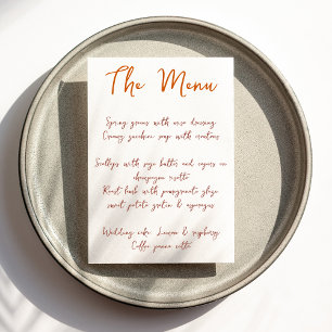 Modernes Drehbuch Orange Wedding Menu